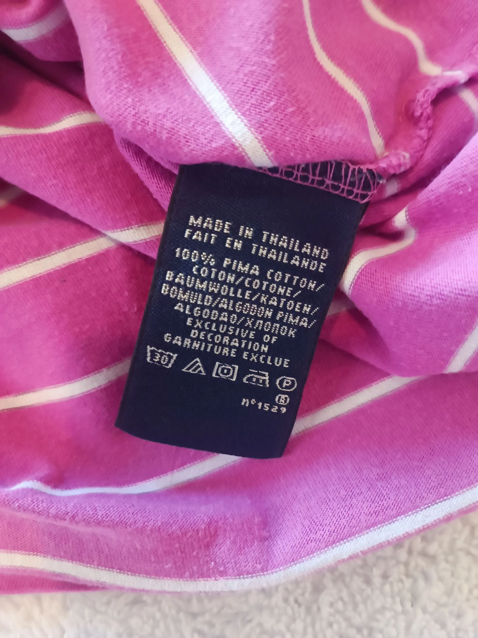 Women's Ralph Lauren high-top T-shirt size S in very good condition, fuchsia and white striped sailor color – photo 6